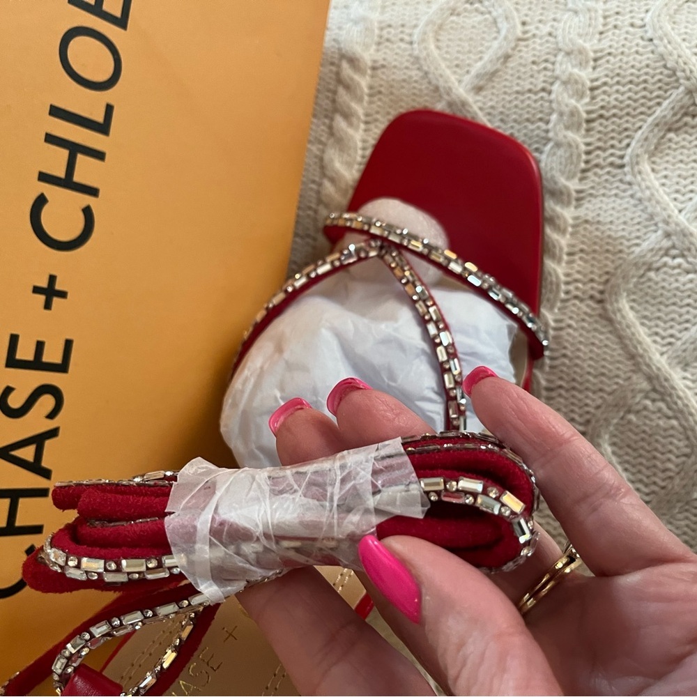 NEW! Chase + Chloe Stiletto Sandals with Wrap Around Ankle Straps Women’s Size 9 - Picture 13 of 15